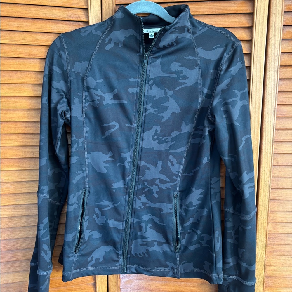 Black Camouflage Zip-Up Jacket